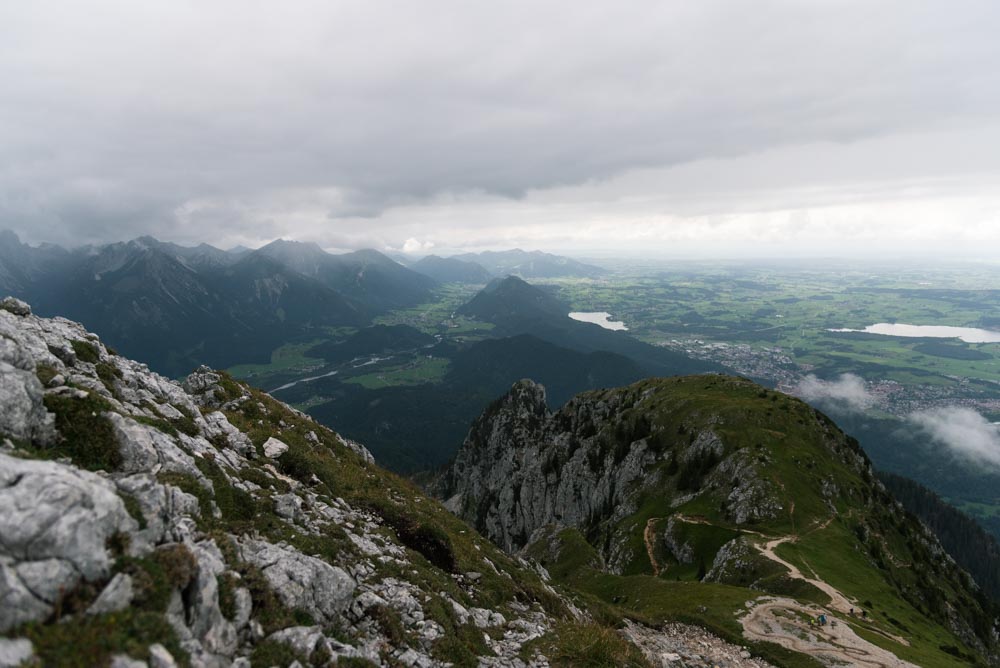 Hiking in Bavaria: View from the top of a mountain